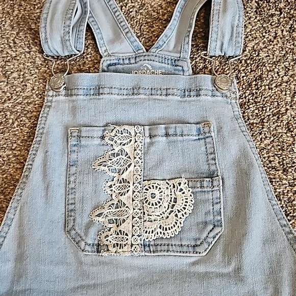 Jordache - Girls Denim crochet detail Overalls shorts - Picture 4 of 5